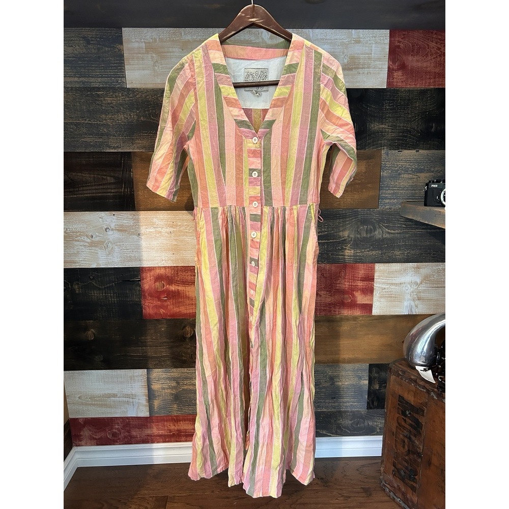 Ace And Jig Dress Leelee Paradise Striped Pink Small Midi NO BELT